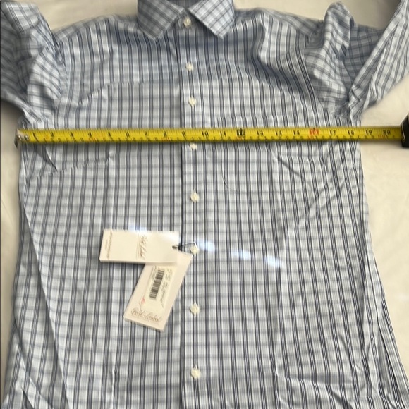 Light Blue Plaid Dress Shirt with Classic Collar - Picture 6 of 10